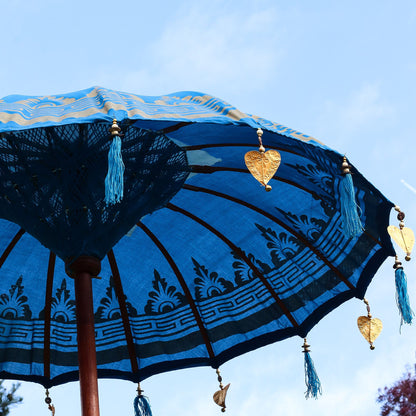 Parasol Bali Patio - Coton - Décor Turquoise - 1,5 m