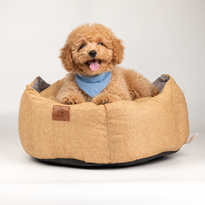 Cama para mascotas – Mediana Corona Real – Arena y Gris – 50 × 50 × 26 cm
