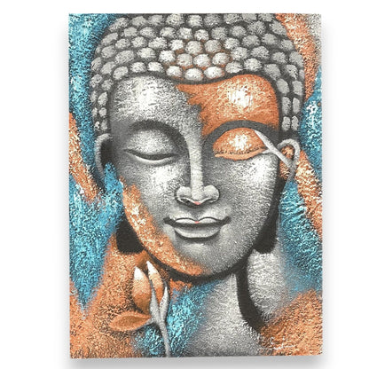 Pintura de Buda - Flor de plata y oro rosa