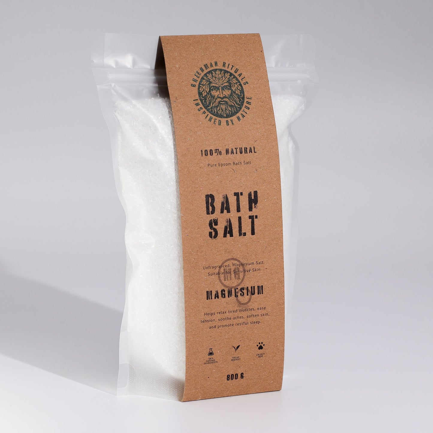 Greenman Rituals Sal de baño de Epsom con magnesio – Fórmula pura