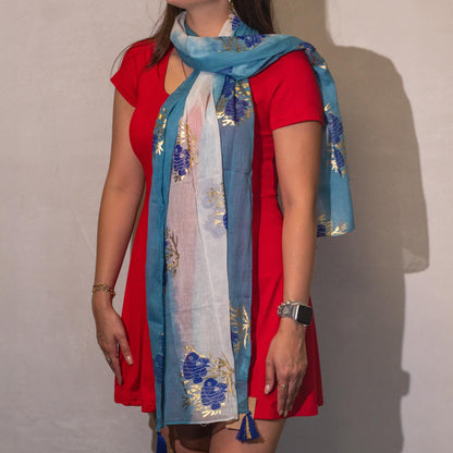 Schal Nomad Sari Aqua Fish – Dunkelblau (180x50cm)