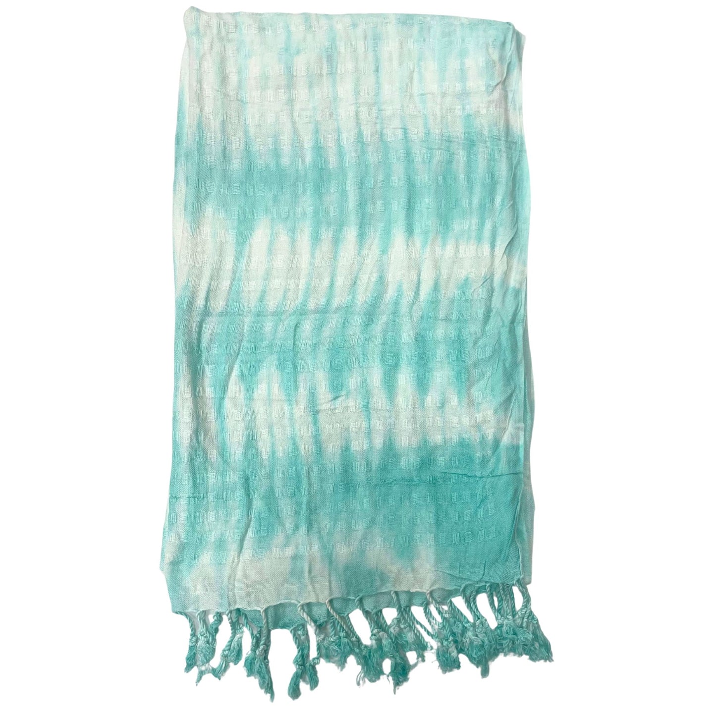 Châle Java Boho Art - Rayures et motifs bleu sarcelle - 62 x 200 cm