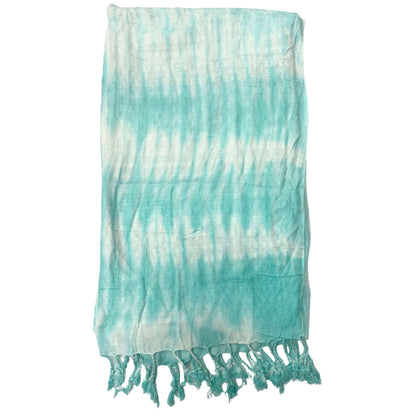 Châle Java Boho Art - Rayures et motifs bleu sarcelle - 62 x 200 cm