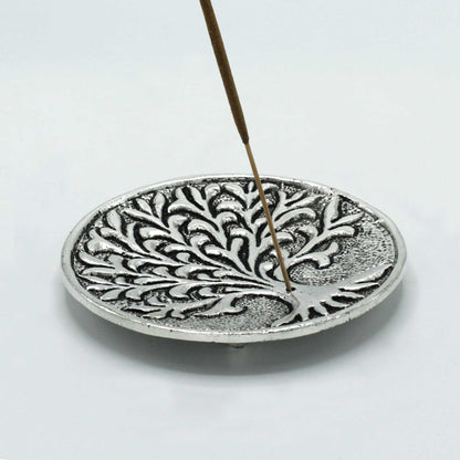 Porte-encens Arbre de vie en aluminium poli 10 cm