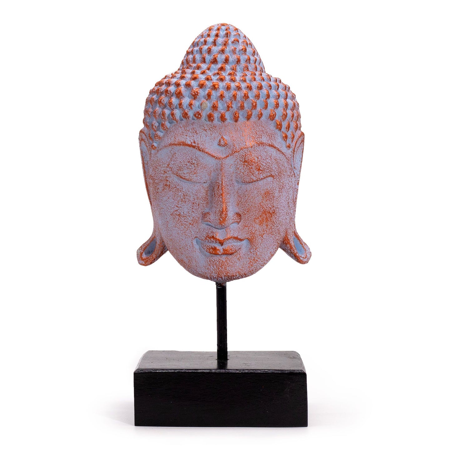 Großer Serenity-Buddha-Kopf auf Ständer - Blaues Kupfer