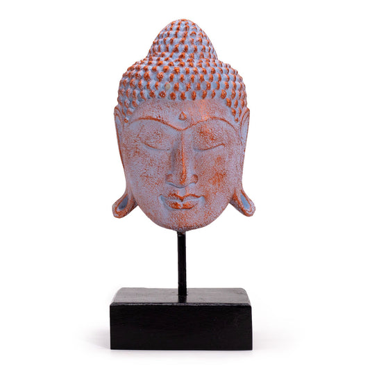 Großer Serenity-Buddha-Kopf auf Ständer - Blaues Kupfer