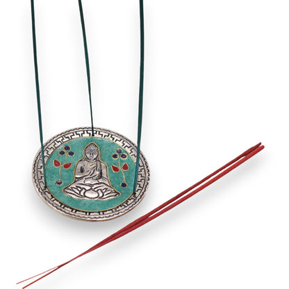 Buddha Räucherstäbchenhalter Grün Dekoration 10cm