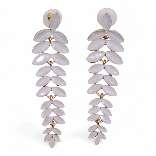 Perla - vidrio vintage - caída larga - pendientes