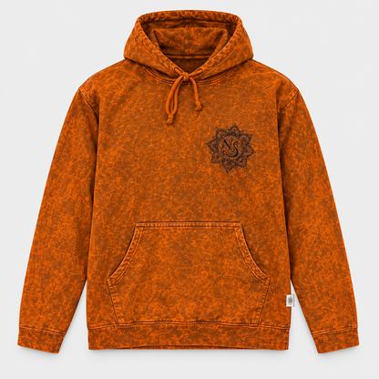 Camisa con capucha mediana lavada a la piedra con bolsillo canguro - Naranja quemado