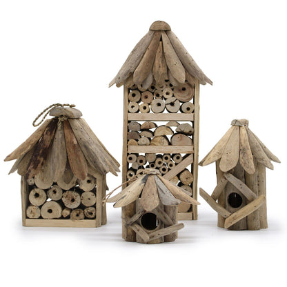 Abri pour insectes et abeilles en bois flotté - Maison à deux étages