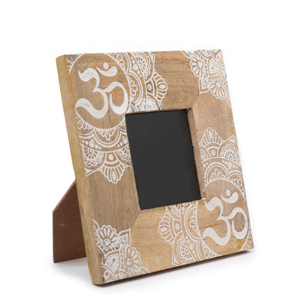 Pequeño Marco de Madera de Mango (para 10x10cm) 20x20x2cm - Mandala Blanco