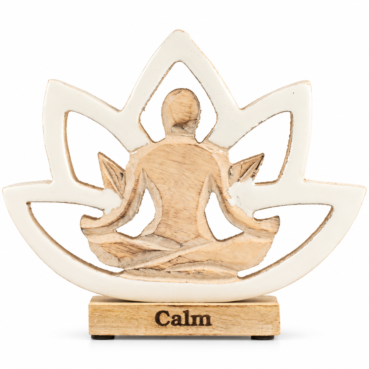 Yoga Mujer de Madera - Flor de Loto - Crema - Calma