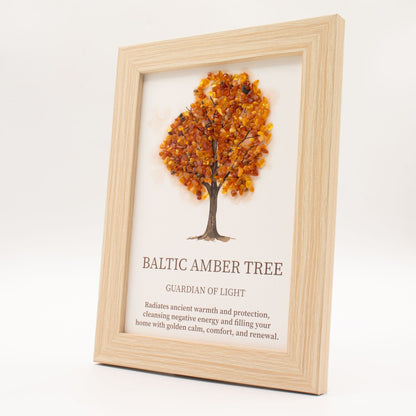 Cuadro de piedra preciosa - Árbol de la Vida - ámbar báltico (20x14.7x1cm)