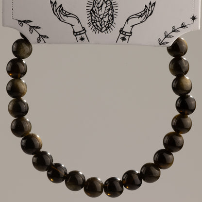 Pulsera de Poder Pequeña (17 cm x 6 mm) - Obsidiana Dorada
