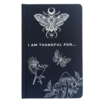 Journal de gratitude noir à couverture argentée - 120 pages - Je suis reconnaissant(e) pour