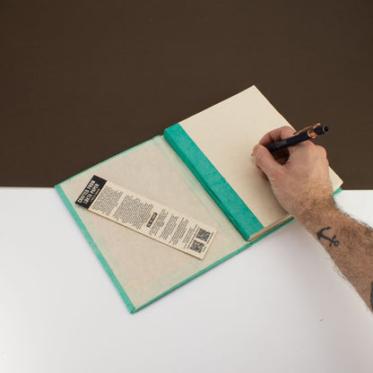 Carnet Lokta Mini Carreaux – Grand (21x15 cm) – 45 Feuilles – Comprend un Marque-page – Turquoise