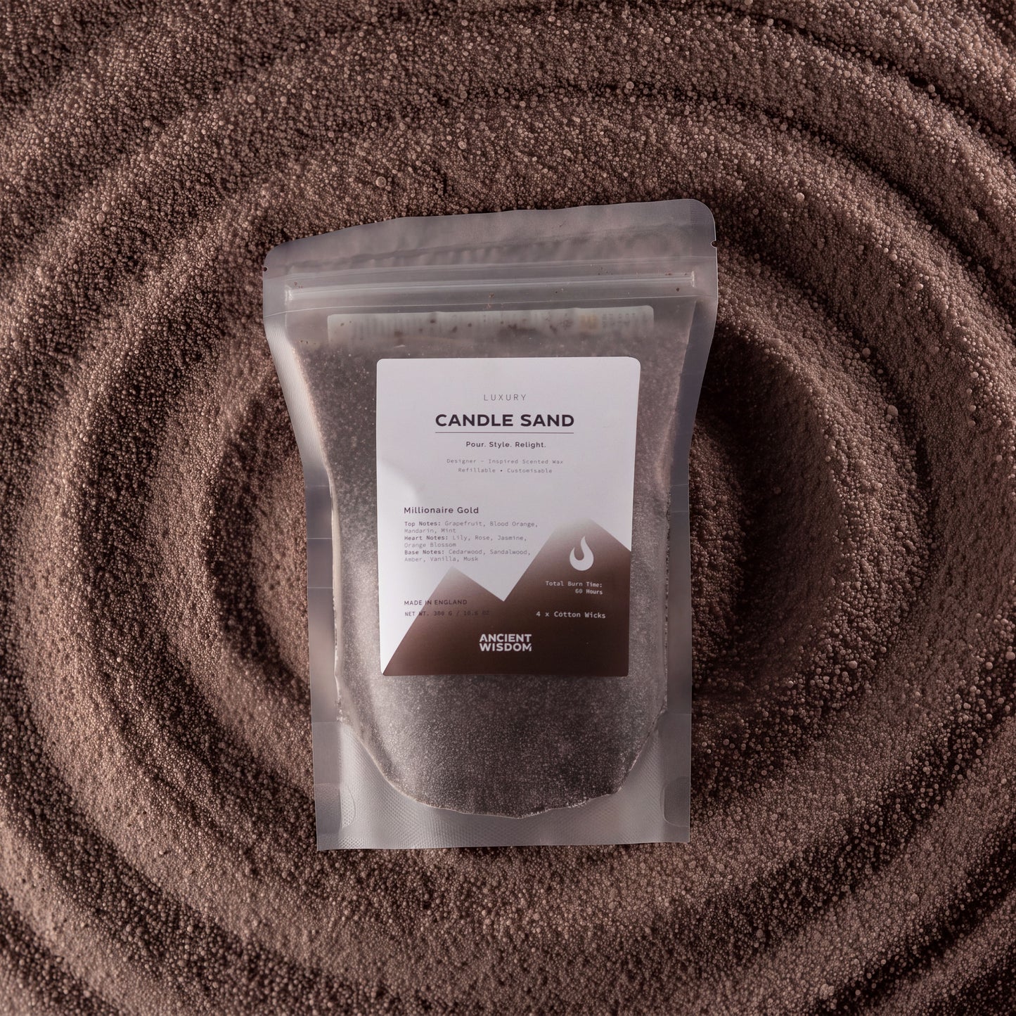 Arena perfumada para velas - Marrón chocolate - Oro Millonario - 300 g