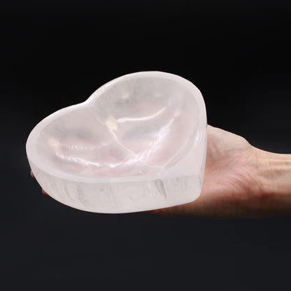 Cuenco de corazón de selenita - 15cm