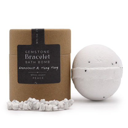 Bracelet bombe de bain avec pierres précieuses en jaspe blanc