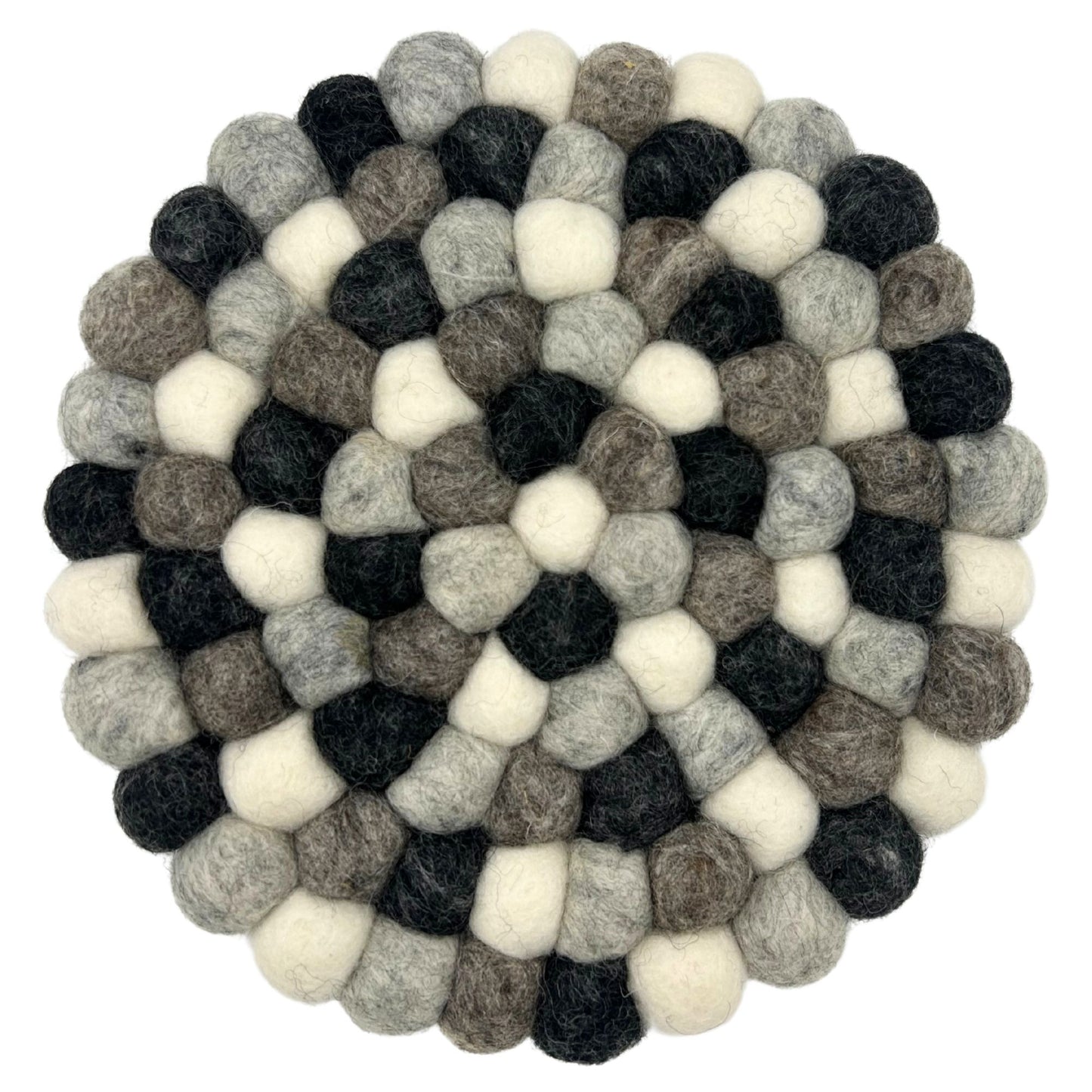 Rundes Filzkugel-Tischset - 20 cm, mehrfarbig grau