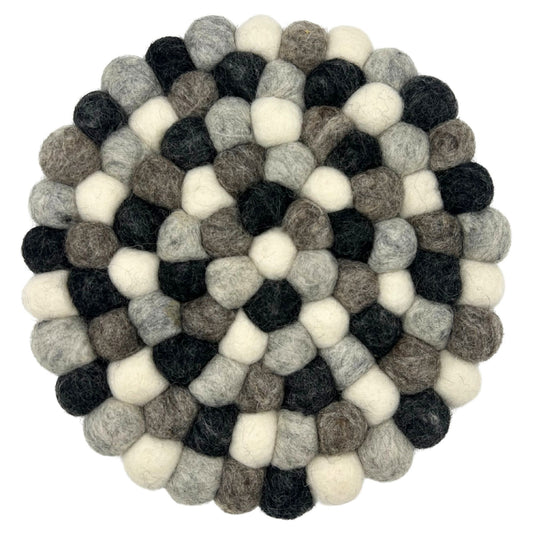 Rundes Filzkugel-Tischset - 20 cm, mehrfarbig grau