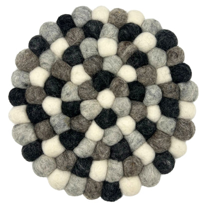 Set de table rond en boules de feutre - 20 cm, gris multicolore