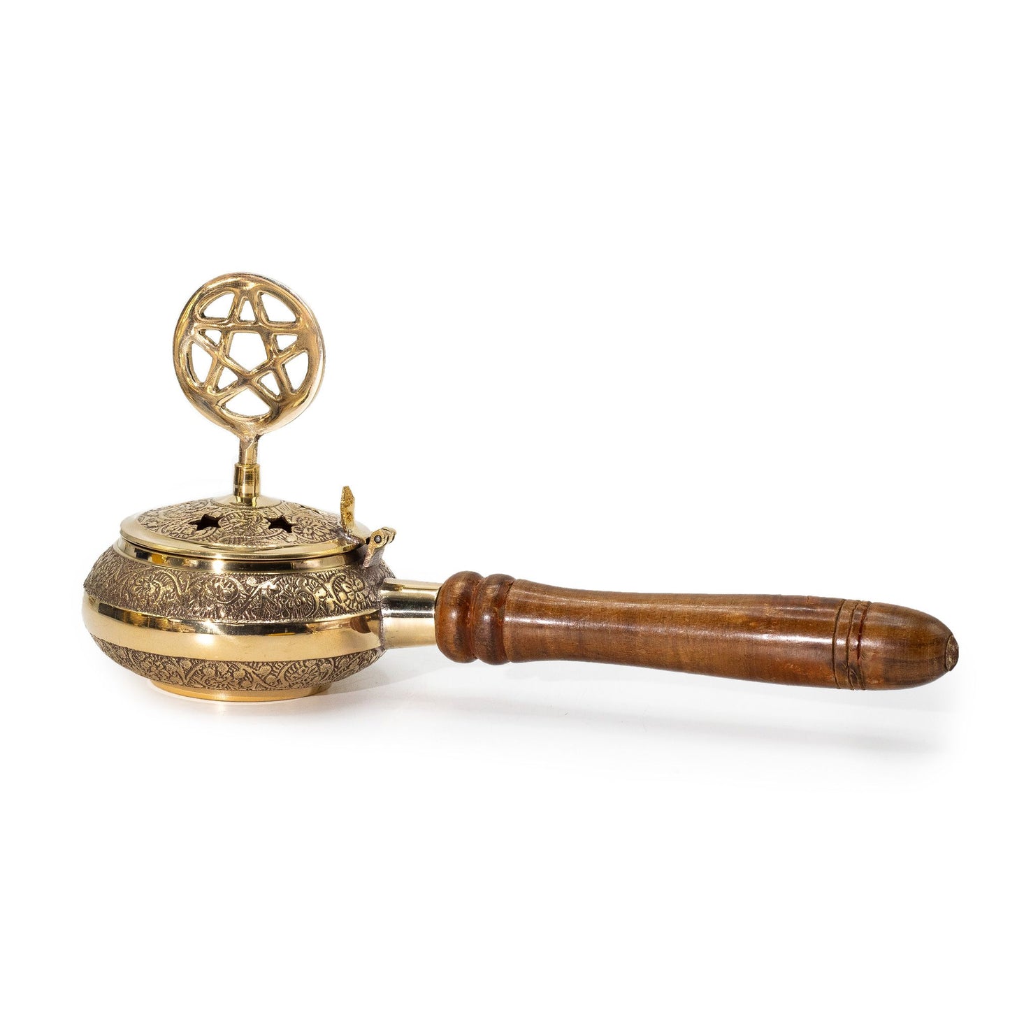 Räuchergefäß mit Holzgriff - Pentagramm