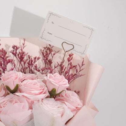 Ramo grande de rosas rosadas - El amor es eterno -  Tarjeta de regalo