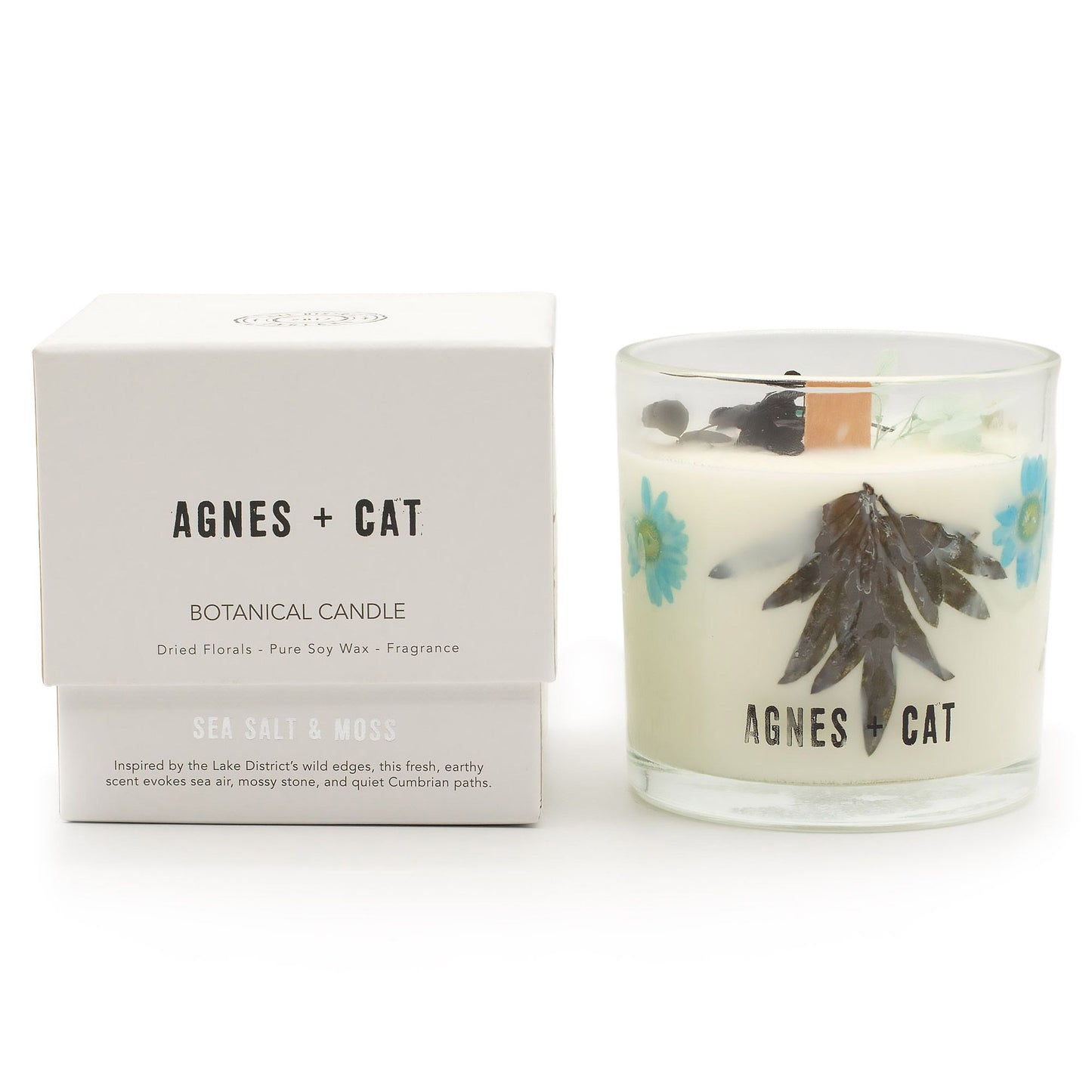 Agnes + Cat Vela de Cera de Soja Botánica - Sal marina y musgo