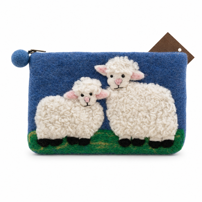 Bolsa de fieltro de oveja, estilo campo, con cremallera (3 surtidos)