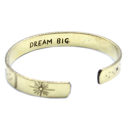 Inspirierendes Armband - Messing Sonnenaufgang, Galaxie, Sterne, Erde