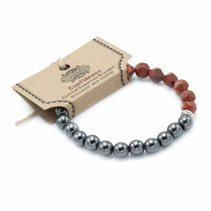 Pulsera de Piedra Preciosa Tallada - Jaspe Rojo Magnético