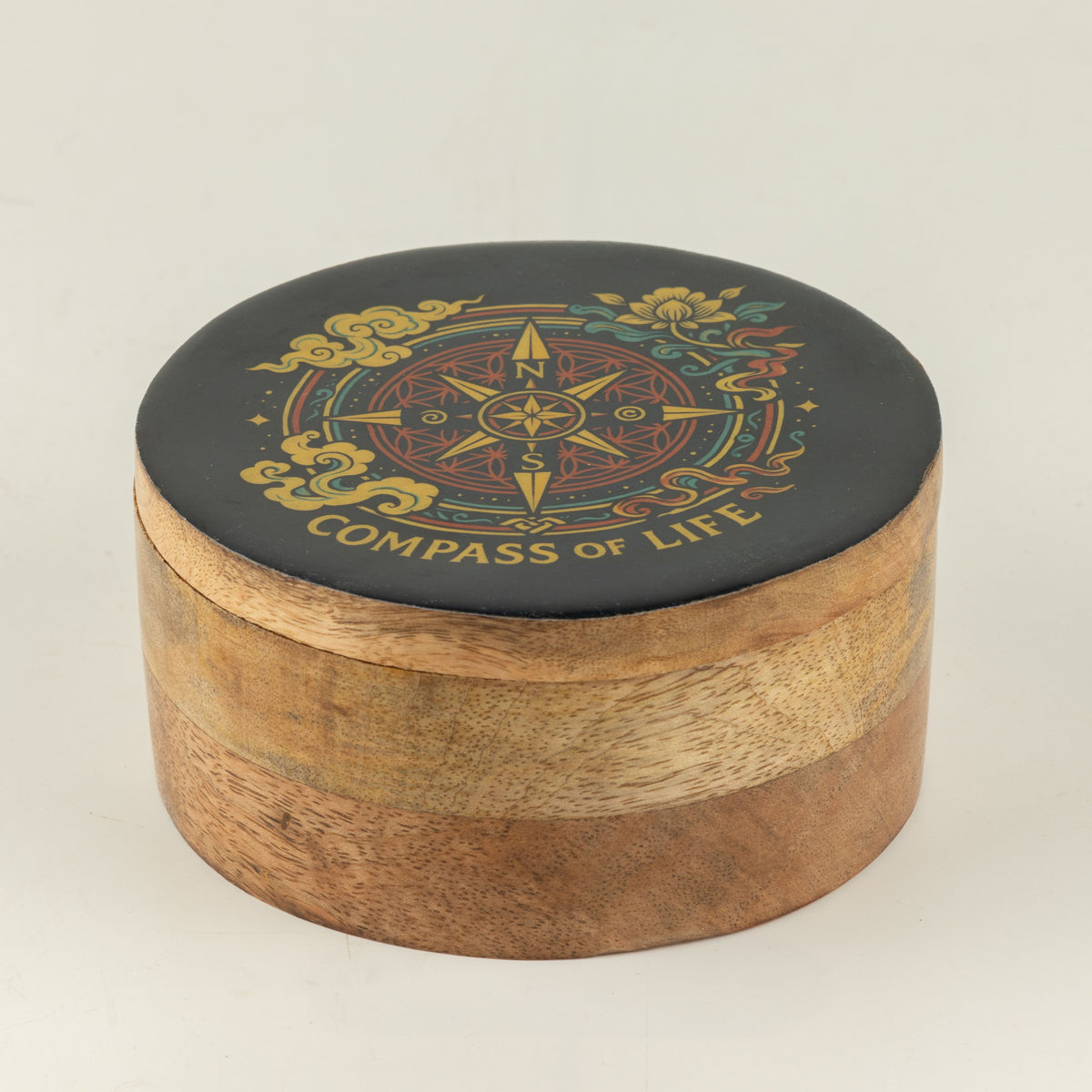 Caja esmaltada redonda - Brújula de la vida