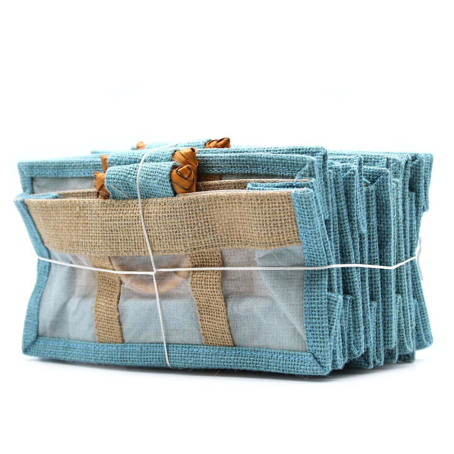 Bolsa de regalo con ventana de algodón y yute puro - 3 Ventanas