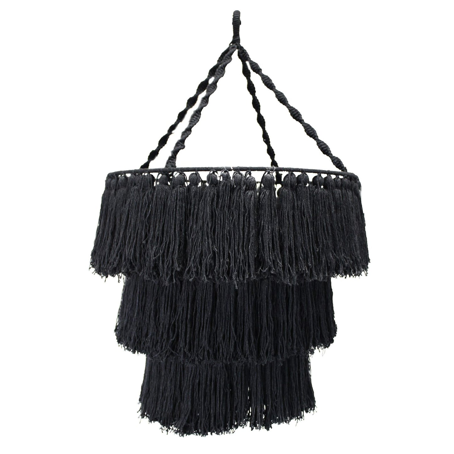Lustre en macramé doux - Noir