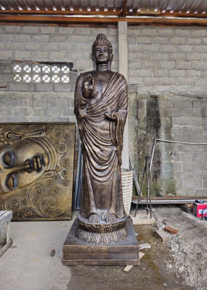 Estatua alta de Buda de pie de oro antiguo - 3 m de altura
