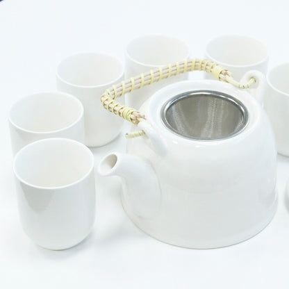 Set Tetera Cerámica Blanco Clásico