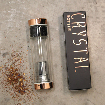 Botella de cristal para te  - oro rosa - Cuarzo rosa