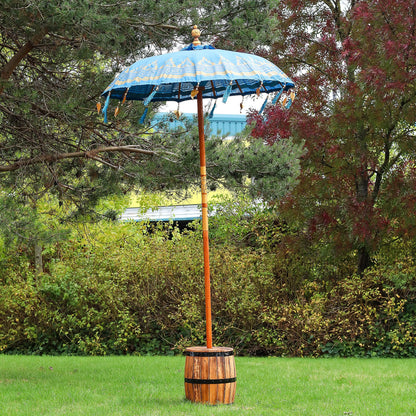 Parasol Bali Patio - Coton - Décor Turquoise - 1,5 m