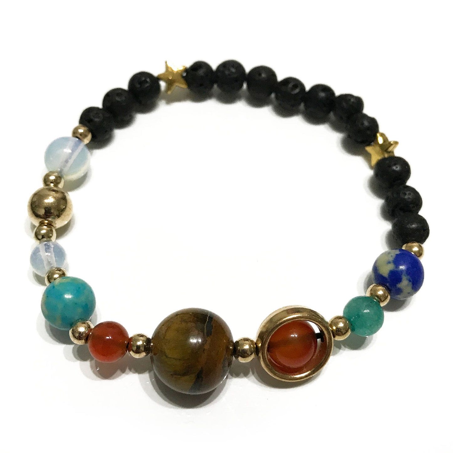 Lavastein Armband - Sonnensystem - Gold