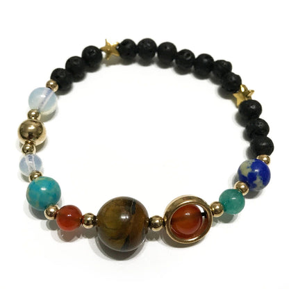 Lavastein Armband - Sonnensystem - Gold