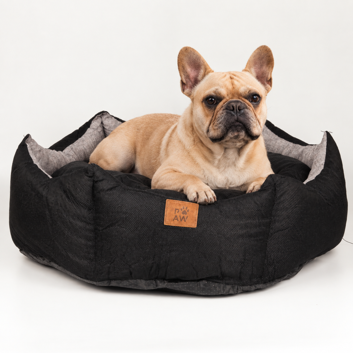 PAW Bed – Gran Corona Real – Negro y Gris – 50 × 50 × 26cm