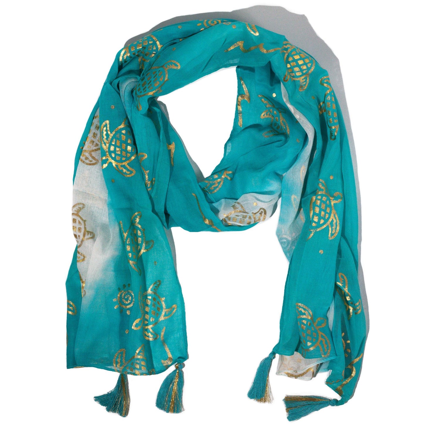 Foulard d'été Nomad Sari – Imprimé Tortues – Turquoise (180 × 50 cm)