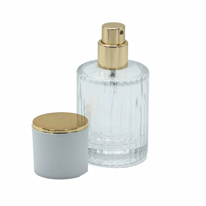 Flacons de parfum en verre avec vaporisateur et bouchon bleu 30 ml