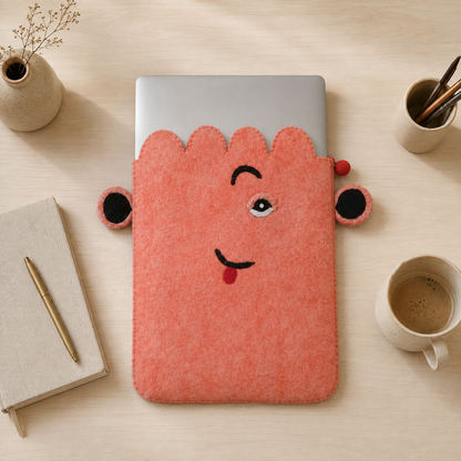 Funda de fieltro para portátil (hasta 14")  - Cara rosa bonita