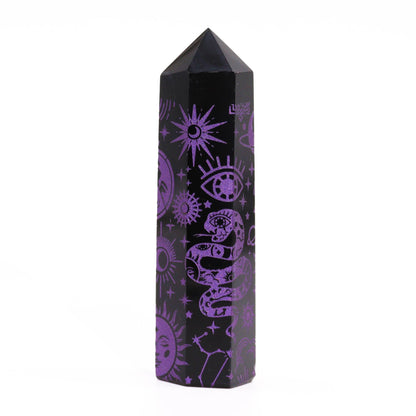 Pointes d'obsidienne noire (environ 60-70 g, 9 cm) - Histoire mystique - Violet foncé
