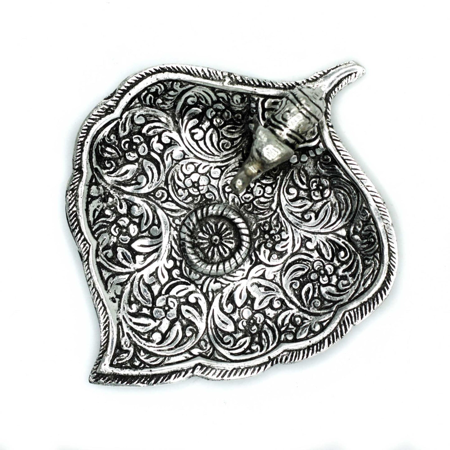 Porte-encens en forme de feuille d'éléphant en aluminium poli 11 cm