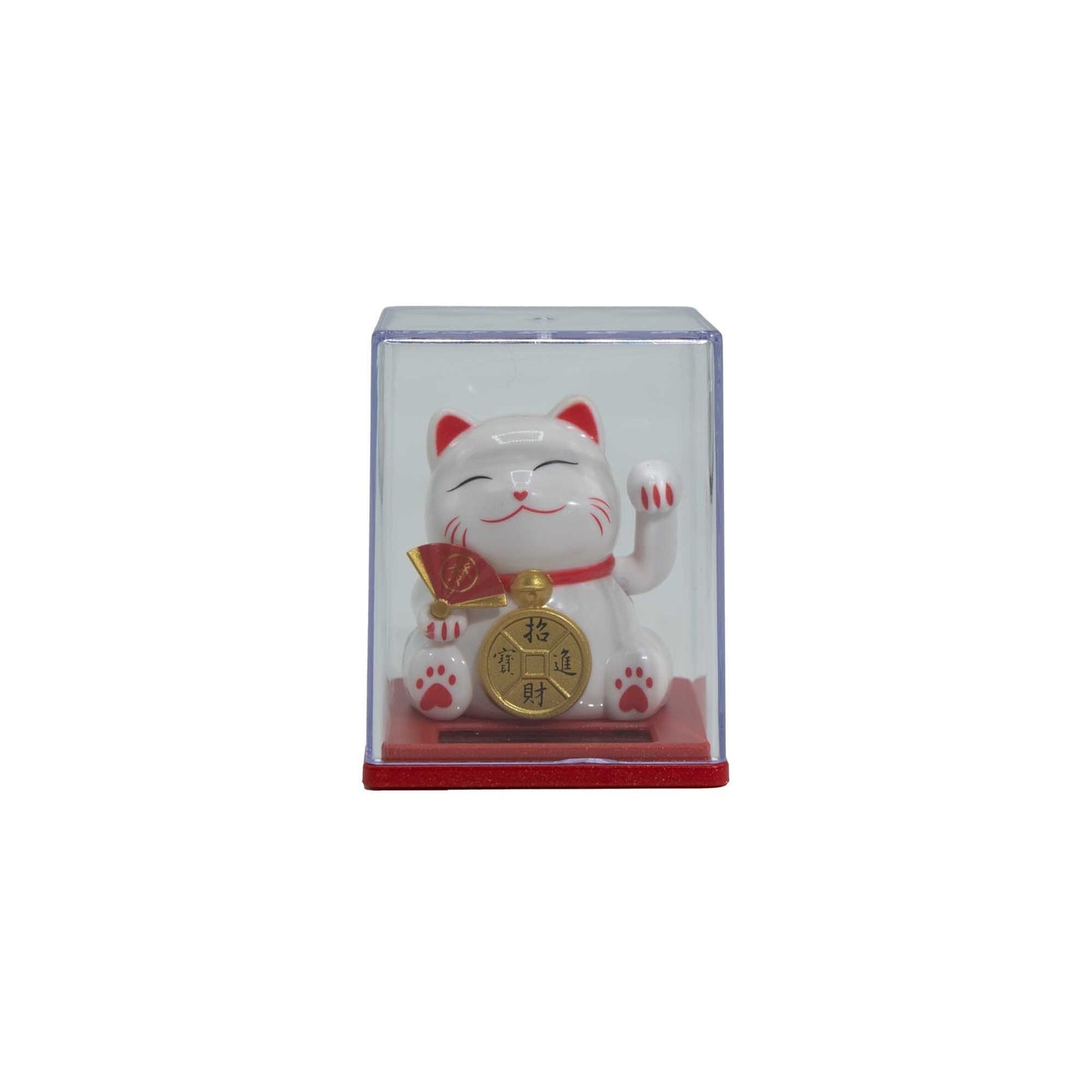 Mini Maneki-Neko Solaire en Boîte - Blanc
