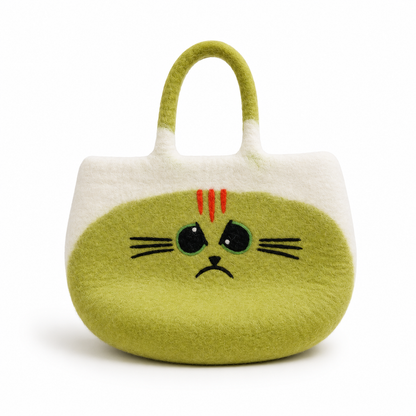 Bolso de fieltro grande de gato gruñón