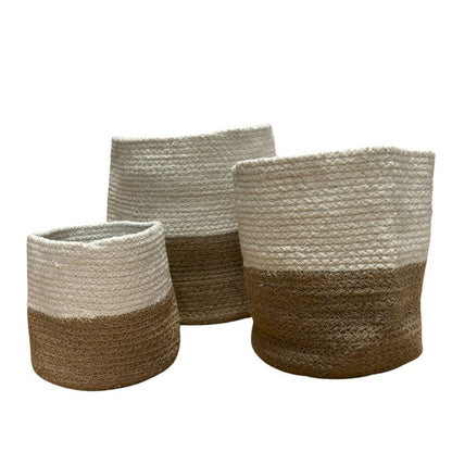 Petit panier en coton et jute 15x15cm - Blanc